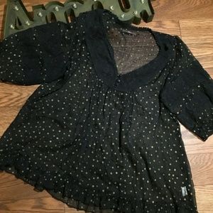 Polka Dot Baby Doll Sheer Blouse